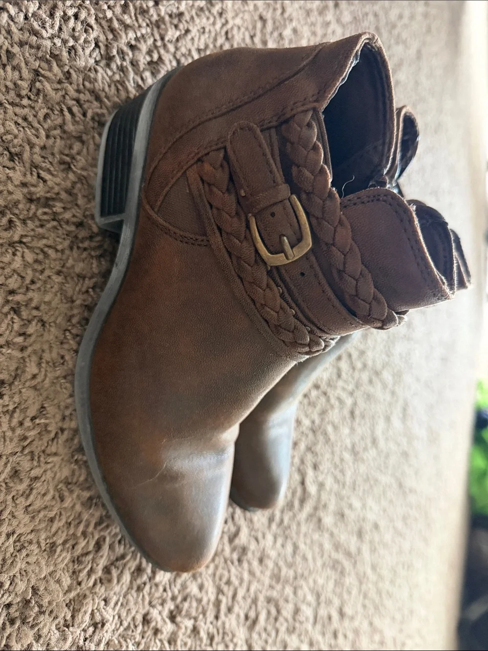 Women's Braided Ankle Booties - Brown Size 5.5